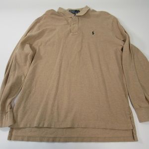 Men's Polo by Ralph Lauren Tan Long Sleeve Polo XL